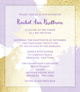 Purple Splash Bat Mitzvah Invitation